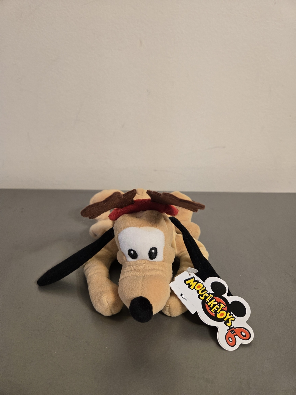 Vintage Disney Mouseketoys Pluto Christmas Reindeer 9" Bean Bag Plush Toy